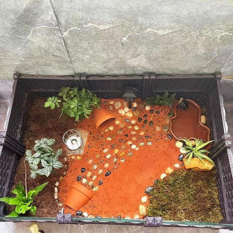 Flushbay Extra Large Reptile Bathing Pool Reptile Feeding Dish Water Bowl with Ramp Aquarium Ornament for Gecko, Snake, Turtle, Bearded Dragon, Lizard Bath (Brown) - Image 3